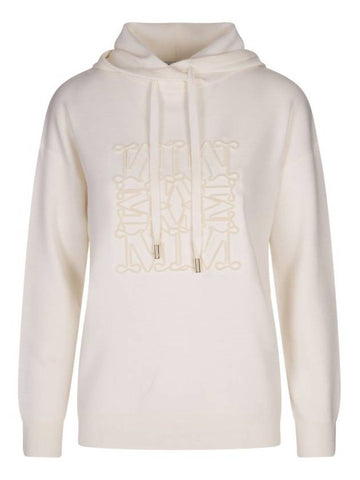 Embroidered Logo Drawstring Hoodie White - MAX MARA - BALAAN 1