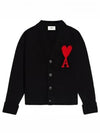 Big Heart Logo Wool Cardigan Black - AMI - BALAAN 2