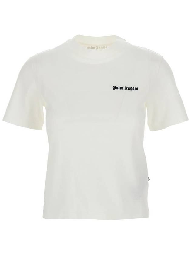 logo embroidered cotton T shirt PWAA044S24JER0010310 - PALM ANGELS - BALAAN 2