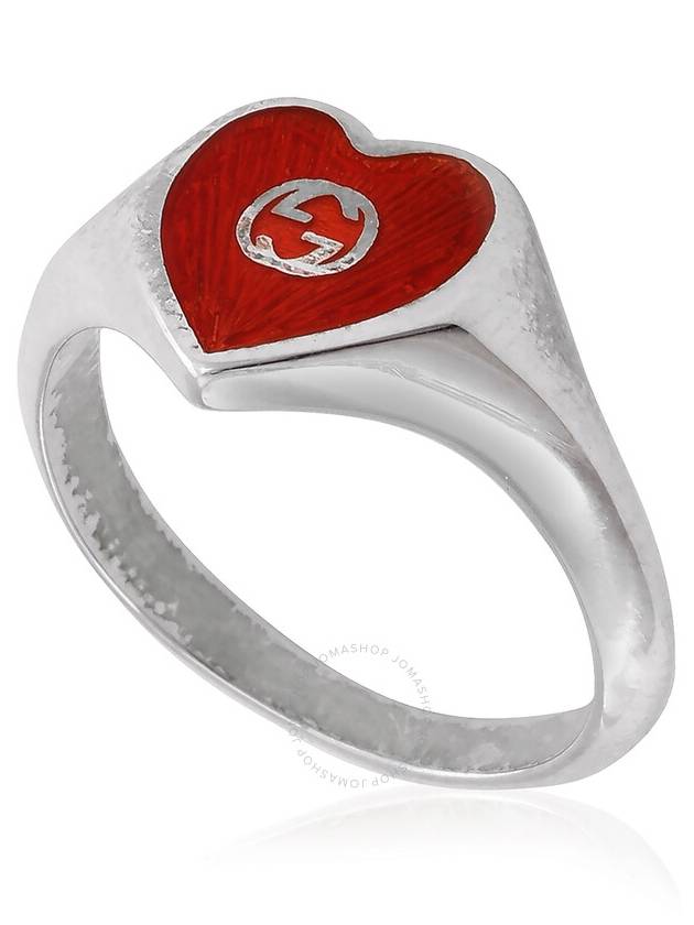 Gucci Interlocking G Red Enamel Heart Ring, Size 13 - GUCCI - BALAAN 1