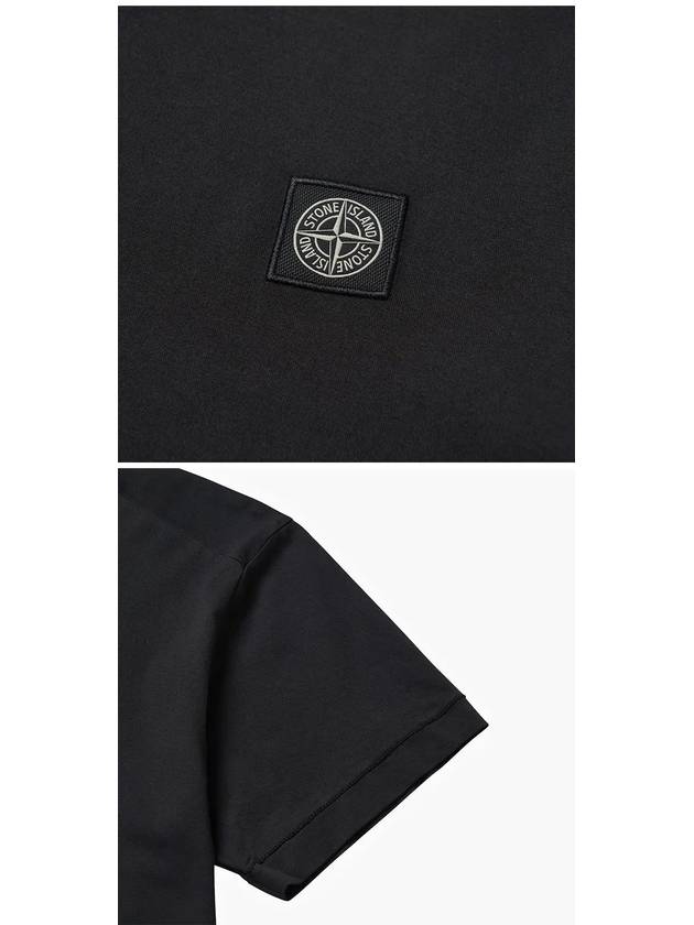 Slimfit Cotton Jersey Short Sleeve T-shirt Black - STONE ISLAND - BALAAN 4