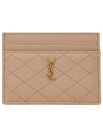 Monogram Gabi Gold Hardware Logo Quilting Card Wallet Dark Beige - SAINT LAURENT - BALAAN 1