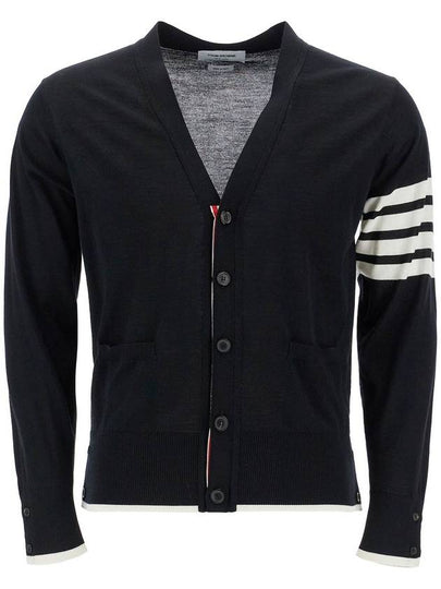 Wool 4-Bar Cardigan Black - THOM BROWNE - BALAAN 2