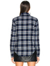 Women's Classic Western Check Shirt Blue - SAINT LAURENT - BALAAN 5