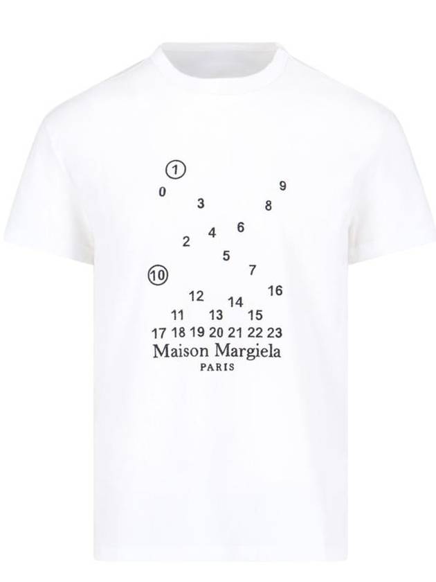 Numeric Embroidered Logo Mako Cotton Short Sleeve T-Shirt White - MAISON MARGIELA - BALAAN 2