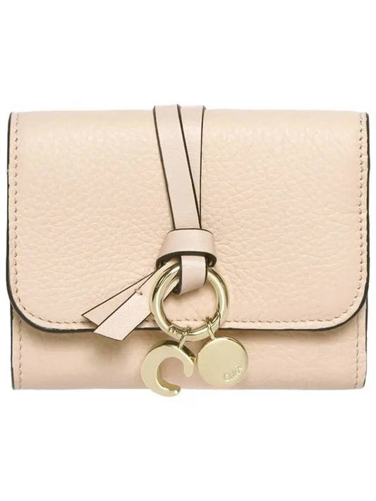 Alphabet Grain Leather Flap Small Half Wallet Pink - CHLOE - BALAAN 2