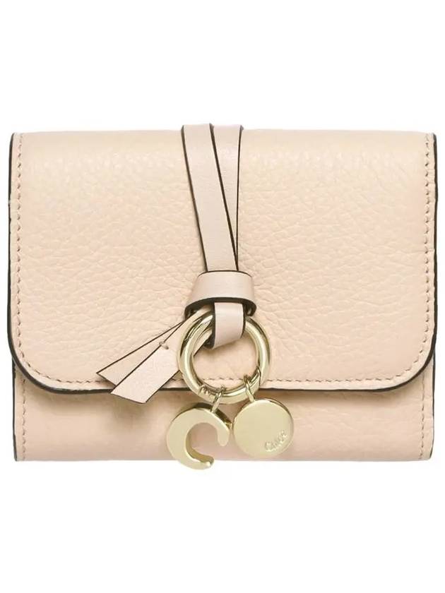 Alphabet Grain Leather Flap Small Half Wallet Pink - CHLOE - BALAAN 3