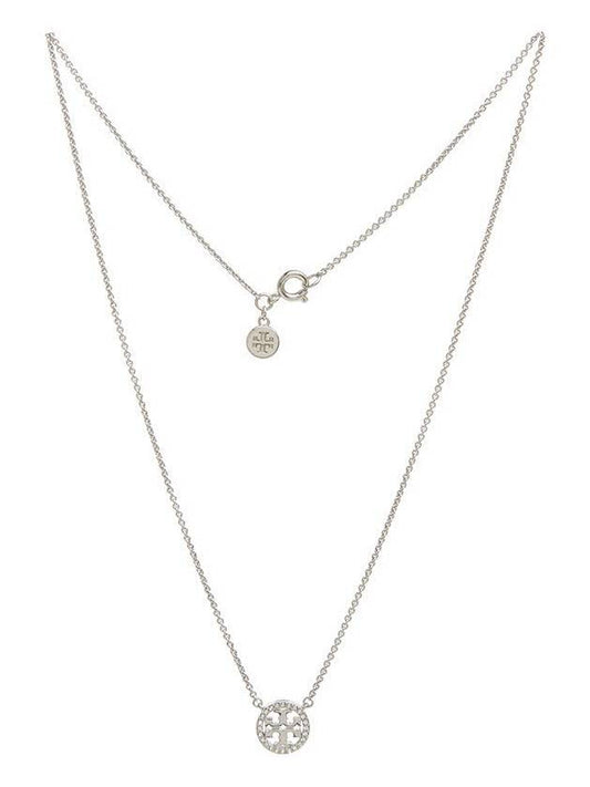 Miller Pave Logo Delicate Necklace Silver - TORY BURCH - BALAAN.