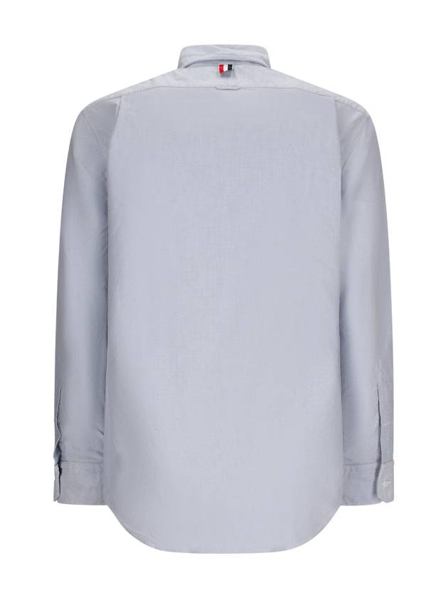 Men's Logo Patch Classic Cotton Long-Sleeved Shirt White Light Blue - THOM BROWNE - BALAAN 3