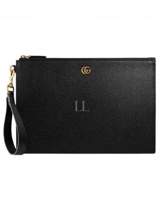 GG Marmont leather strap clutch bag black - GUCCI - BALAAN 2