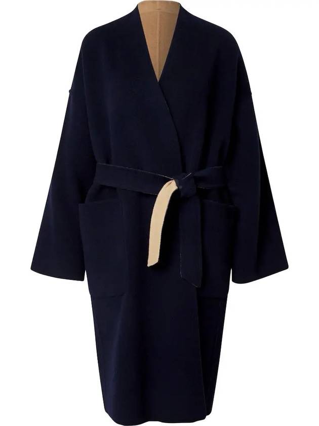 Georgia Belt Reversible Wool Single Coat Navy - MAX MARA - BALAAN 3