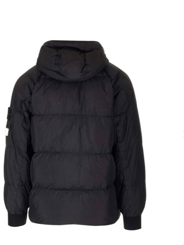 Garment Dyed Crinkle Reps Recycled Nylon Hoodie Padding Black - STONE ISLAND - BALAAN 3