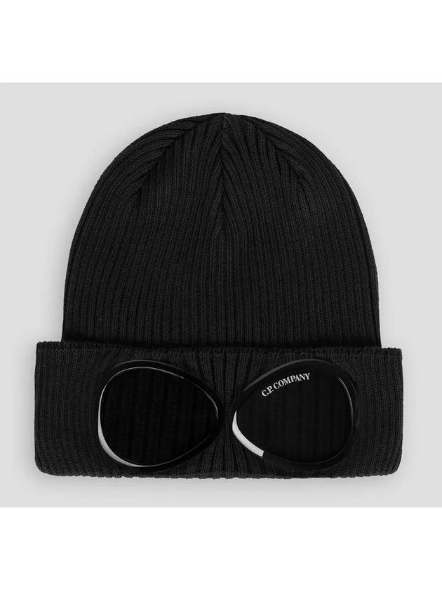 Goggle Detail Ribbed Beanie Black - CP COMPANY - BALAAN 2