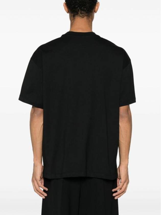 Logo Print Cotton Short Sleeve T-Shirt Black - MSGM - BALAAN 3