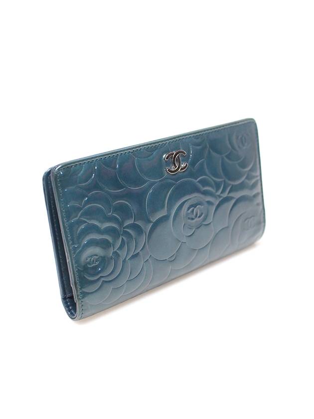 Women s Chanel A36544 Blue Patent Camellia Silver CC Logo Long Wallet 14th Unit gt Gangbuk used luxury goods - CHANEL - BALAAN 3