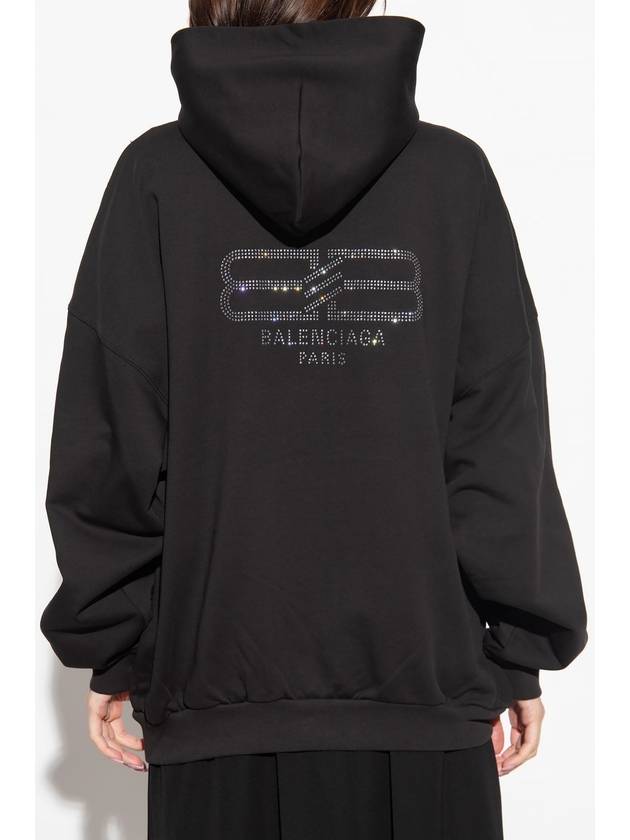 BB Paris Strass Large Fit Hoodie Black - BALENCIAGA - BALAAN 3