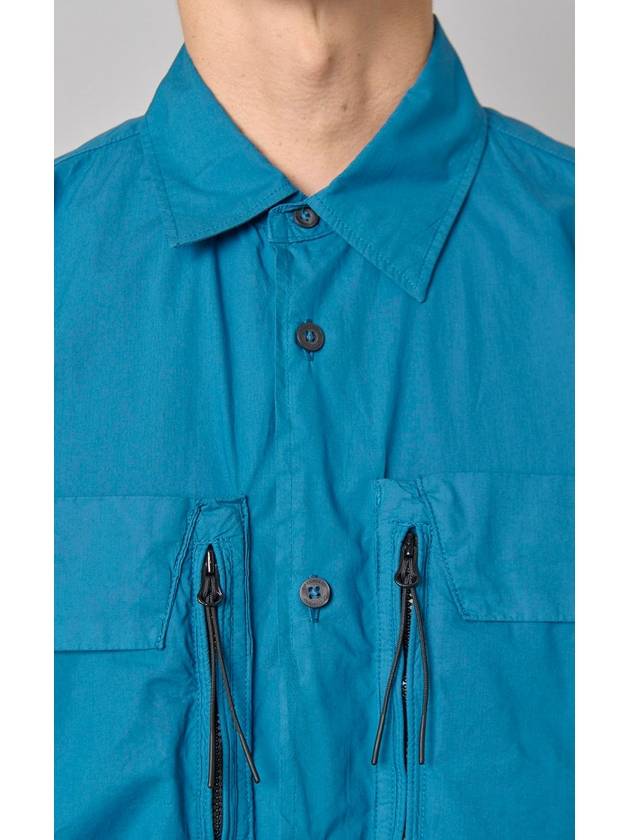 Cotton Popeline Over Long Sleeve Shirt Blue - CP COMPANY - BALAAN 6