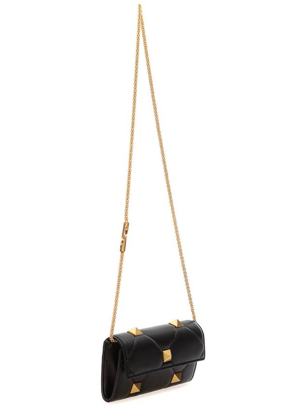 Roman Stud Chain Leather Shoulder Bag Black - VALENTINO - BALAAN 4