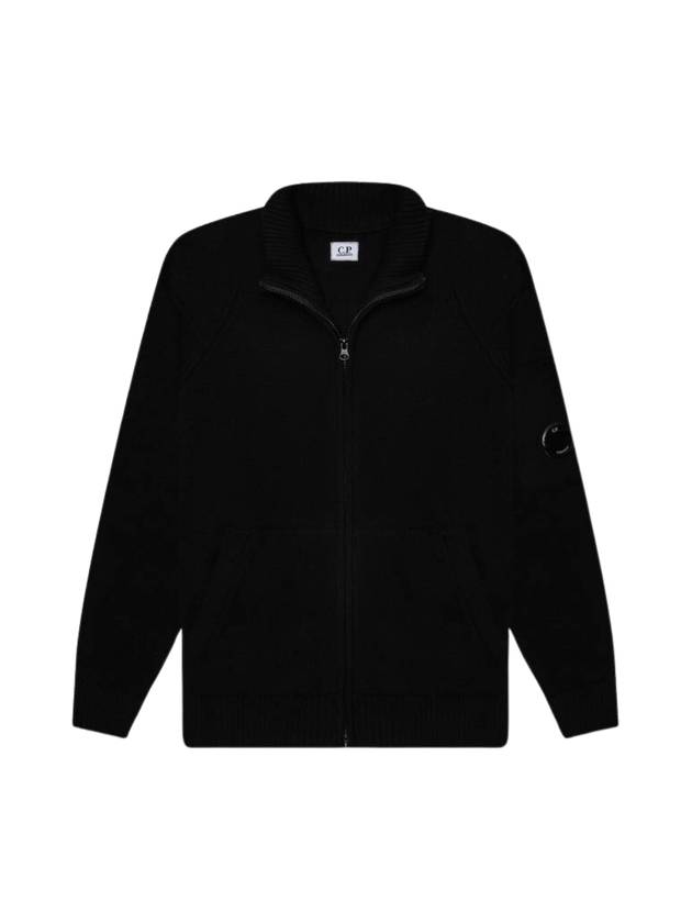 Lambswool GRS Zipped Cardigan Black - CP COMPANY - BALAAN 1