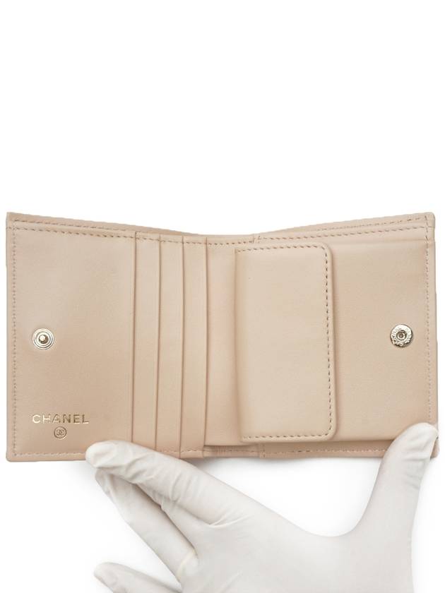 Small Flap Wallet Caviar Leather Light Beige - CHANEL - BALAAN 6