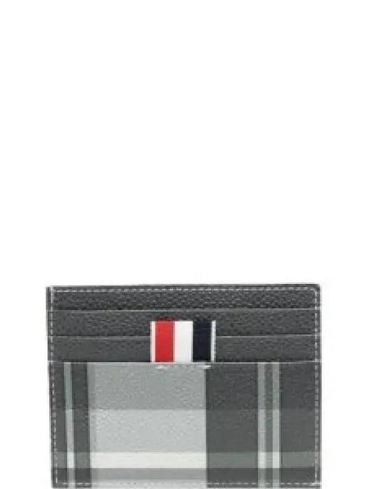 4-Bar Madras Pebble Grain Leather Card Wallet - THOM BROWNE - BALAAN 2