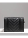 Matelasse Gold Logo Strap Clutch Bag Black - SAINT LAURENT - BALAAN 3