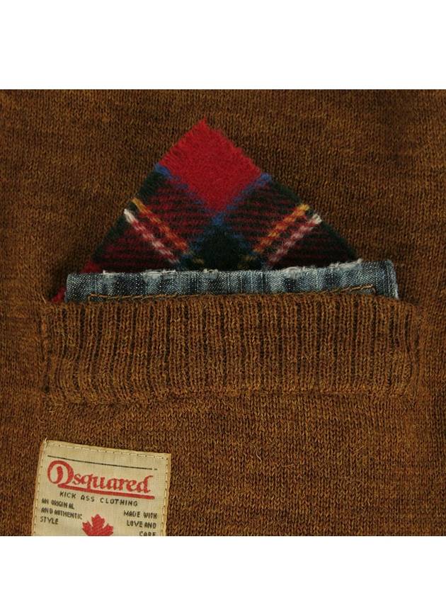 Tartan Handkerchief Denim Patch Knit Top Brown - DSQUARED2 - BALAAN 7