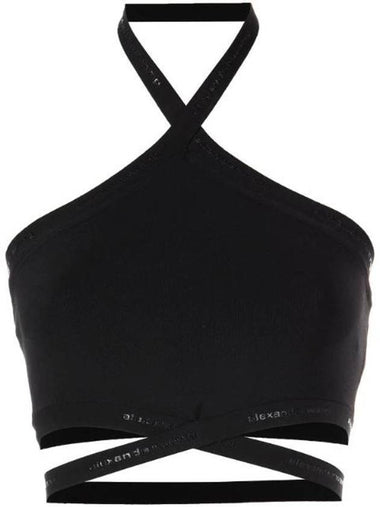 Women's Logo Halter Viscose Knit Sleeveless Black - ALEXANDER WANG - BALAAN 1