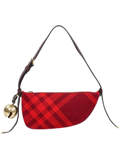 Mini Shield Check Pattern Calf Leather Shoulder Bag Red - BURBERRY - BALAAN 2