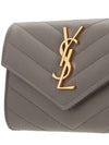 Monogram Envelope Quilting Small Half Wallet Grey - SAINT LAURENT - BALAAN 4