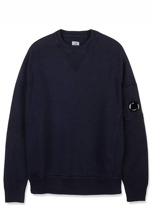 Men's Lens Waffen Crew Neck Sweatshirt Navy - CP COMPANY - BALAAN.