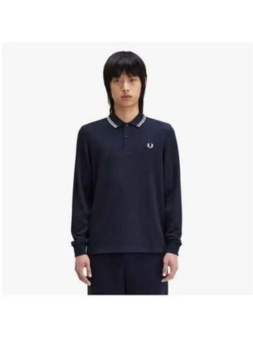 Fred Perry M3636 Long Sleeve Twin Tip Shirt Navy White AFPM2433636 238 - FRED PERRY - BALAAN 1