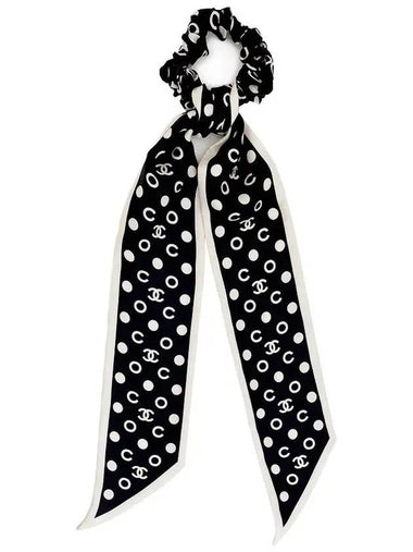 CC logo dot hair scrunchie black white 4ET0949 - CHANEL - BALAAN 1