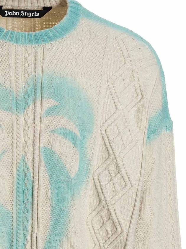 Spray Cable Knit Top Off White - PALM ANGELS - BALAAN 4