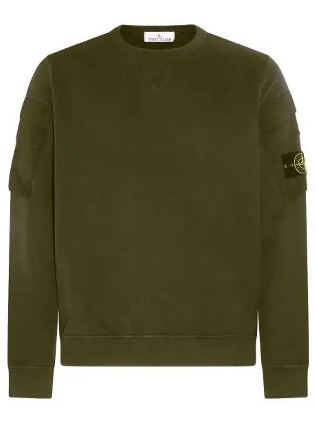 Men's Wappen Patch Cargo Pocket Sweatshirt Olive - STONE ISLAND - BALAAN 2