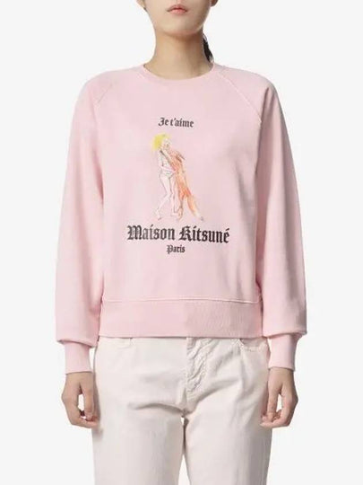 Oly Je T Aime Adjusted Cotton Sweatshirt Soft Pink - MAISON KITSUNE - BALAAN 2