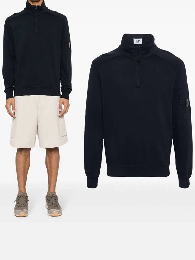 Light Fleece Half Zip-Up Sweatshirt Navy - CP COMPANY - BALAAN 2