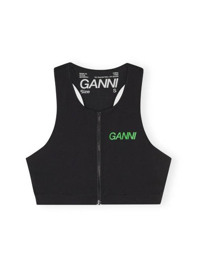 Active Racerback Zipper Sleeveless Black - GANNI - BALAAN 2