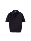 Ryome Silk Linen Polo Shirt Navy - LORO PIANA - BALAAN 1