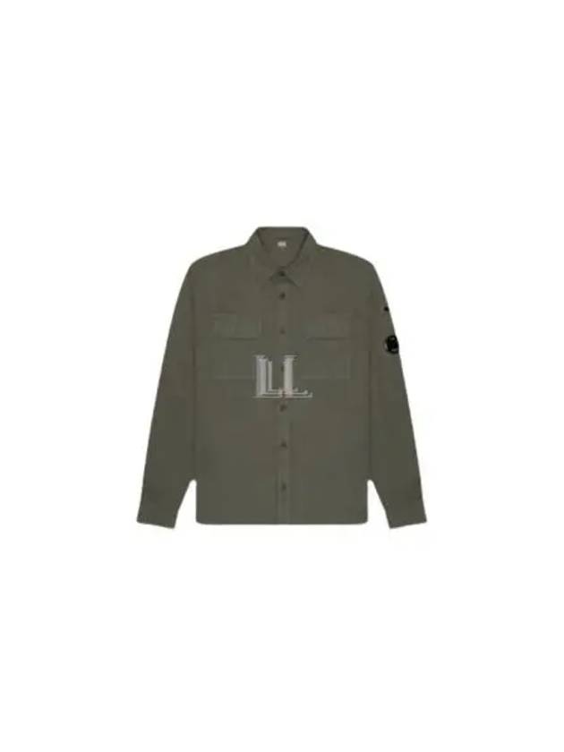 Organic Gabardine Buttoned Lens Long Slevee Shirt Green - CP COMPANY - BALAAN 2