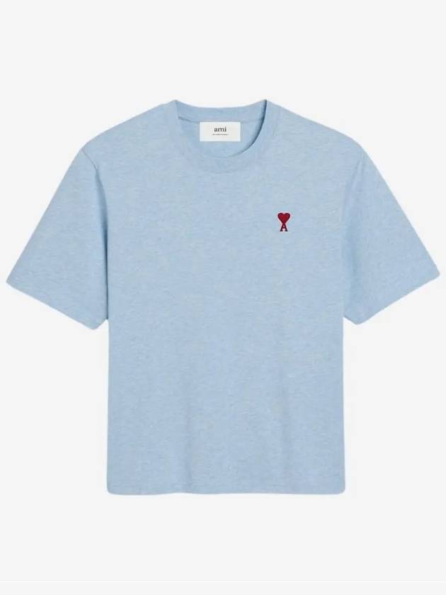 Small Heart Logo Boxy Fit Short Sleeve T-Shirt Light Blue - AMI - BALAAN 2