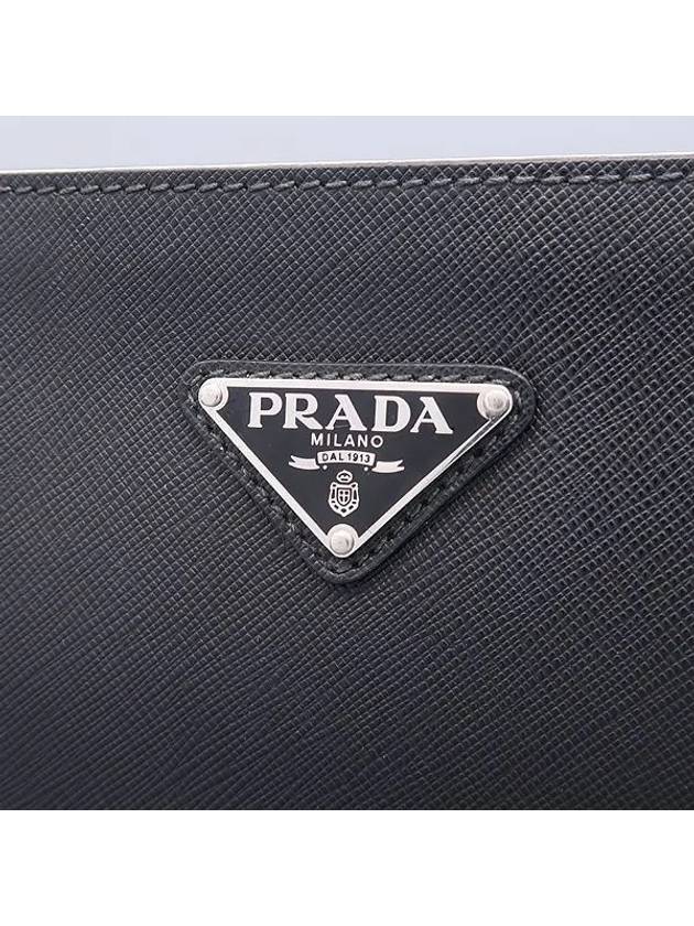 2VN003 Black Saffiano Silver Triangular Logo Document Holder Clutch - PRADA - BALAAN 3