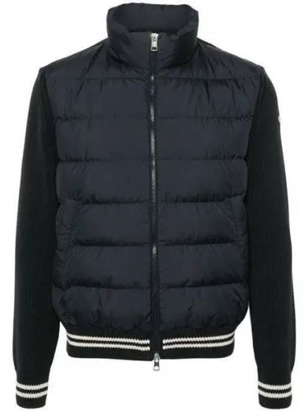 Logo Patch Padded Cardigan Navy - MONCLER - BALAAN 2