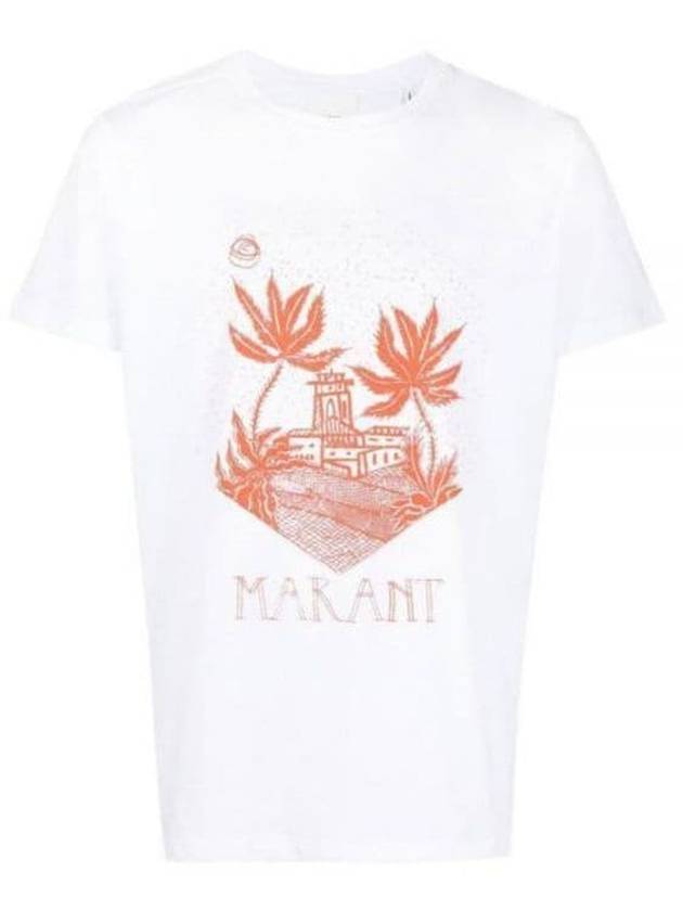 Men's Zafferh Printed Cotton Short Sleeve T-Shirt White - ISABEL MARANT - BALAAN 2