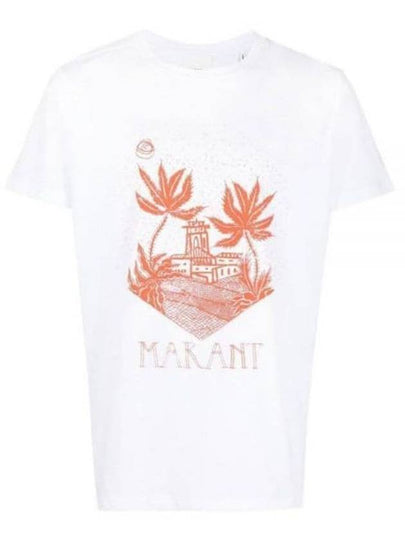 Men's Zafferh Printed Cotton Short Sleeve T-Shirt White - ISABEL MARANT - BALAAN 2