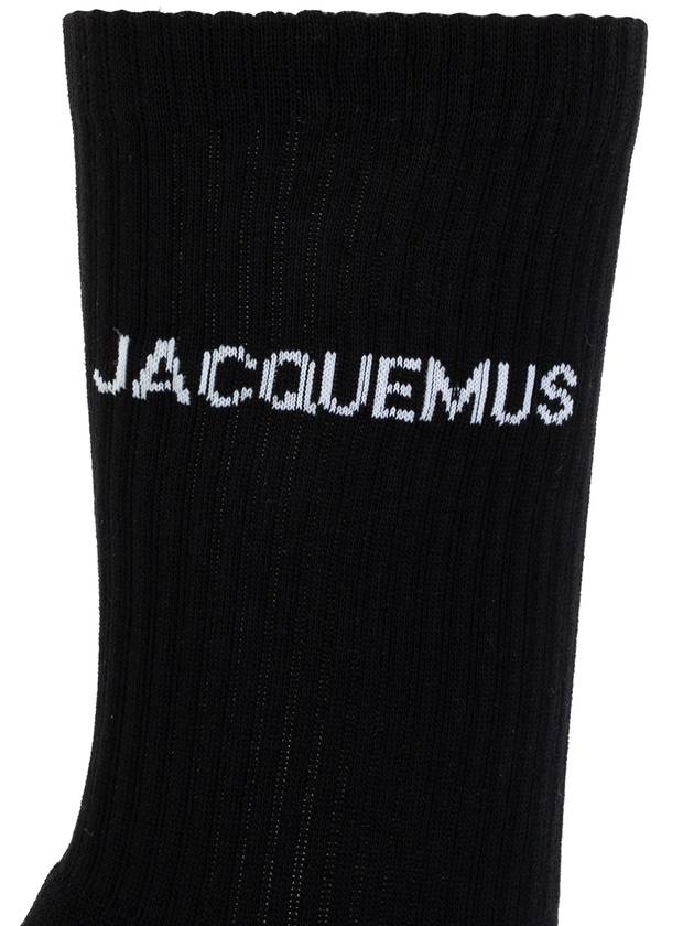 Les Chaussettes Ribbed Crew Socks Black - JACQUEMUS - BALAAN 3