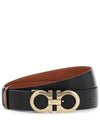 Gancini Reversible Leather Belt Black Sella - SALVATORE FERRAGAMO - BALAAN 3