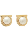 Gancini pearl earrings gold - SALVATORE FERRAGAMO - BALAAN 3