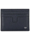 T Line Classic Logo Leather Card Wallet Navy - TOM FORD - BALAAN 2