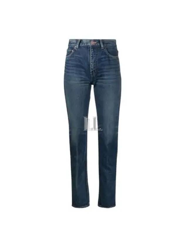 Cindy Mid Rise Denim Jeans Dark Beach Blue - SAINT LAURENT - BALAAN 2